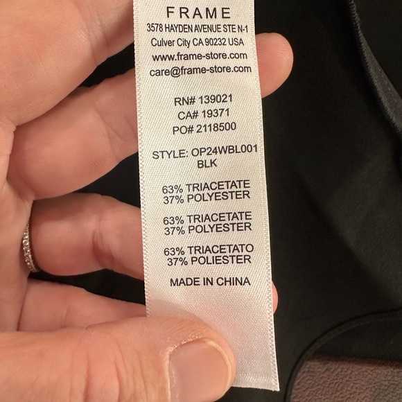 NWOT FRAME Flared-Sleeve Crepe Blouse SP - Picture 6 of 6